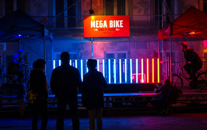 Location de l'animation interactive, le MEGA Bike