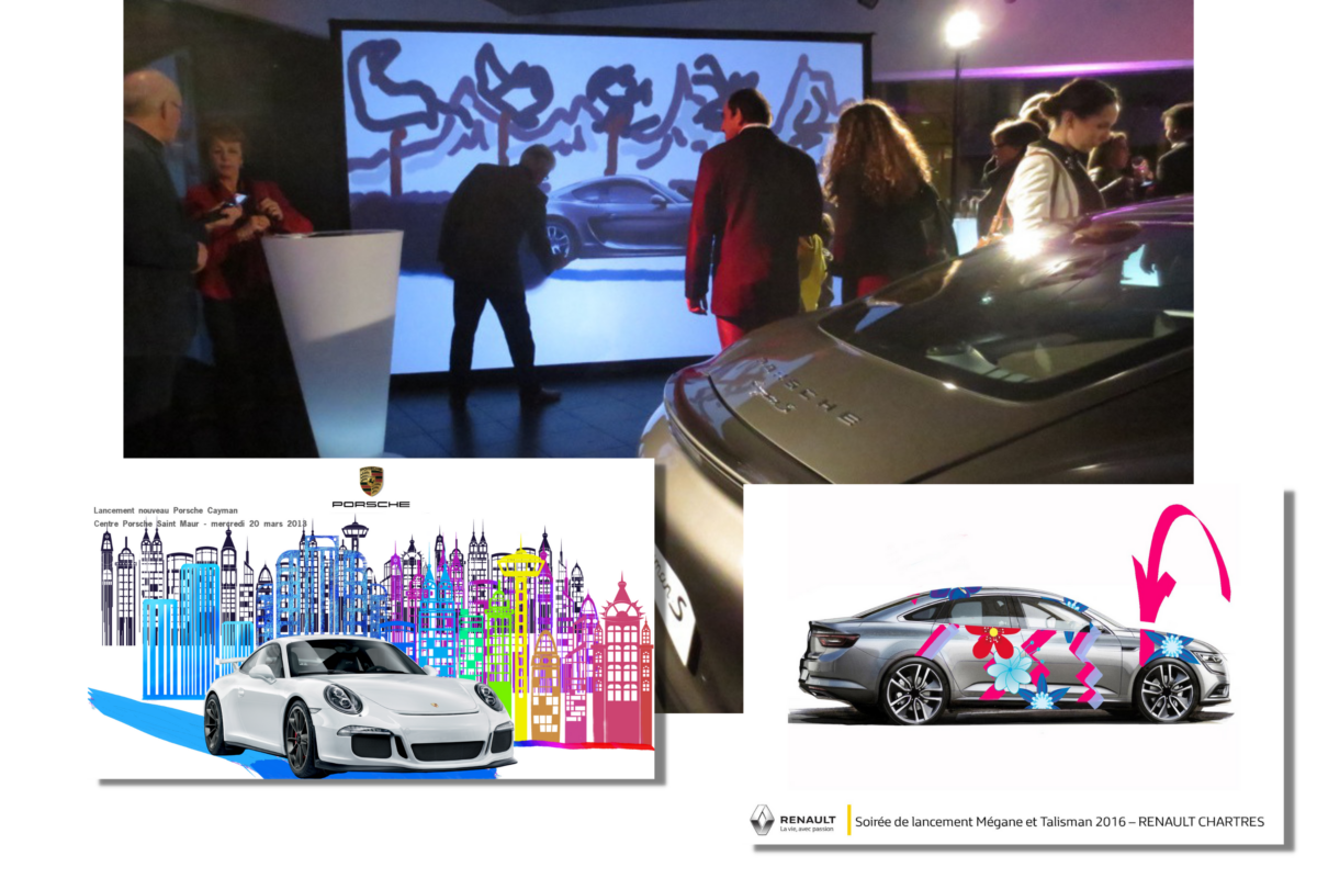 Photo de l'animation Digital Graffiti numérique en mode Graffiti Reveal pour les événements de lancement de produit.
